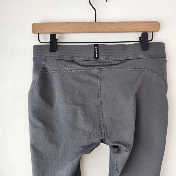 Nike Pro Warm Grey Tights Baselayer Leggings Workout Running Men's L - Picture 5 of 9